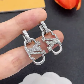Louis Vuitton Lockme Pavé Monogram Silver-Tone Hoop Earrings