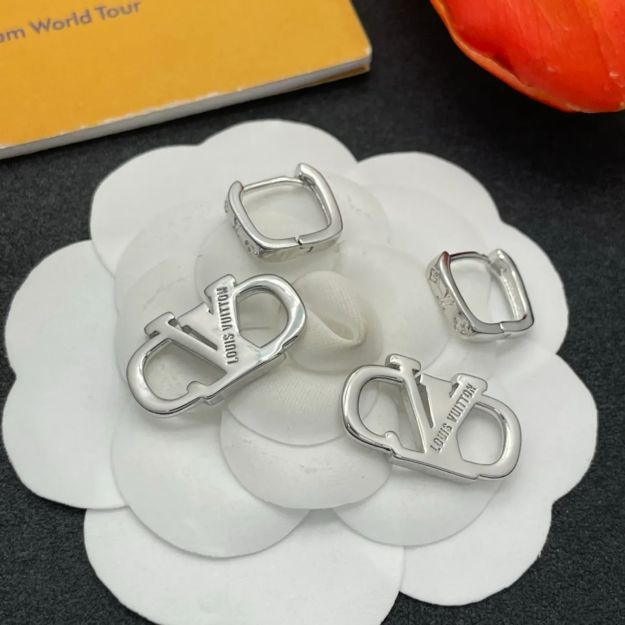 Louis Vuitton Lockme Pavé Monogram Silver-Tone Hoop Earrings 3