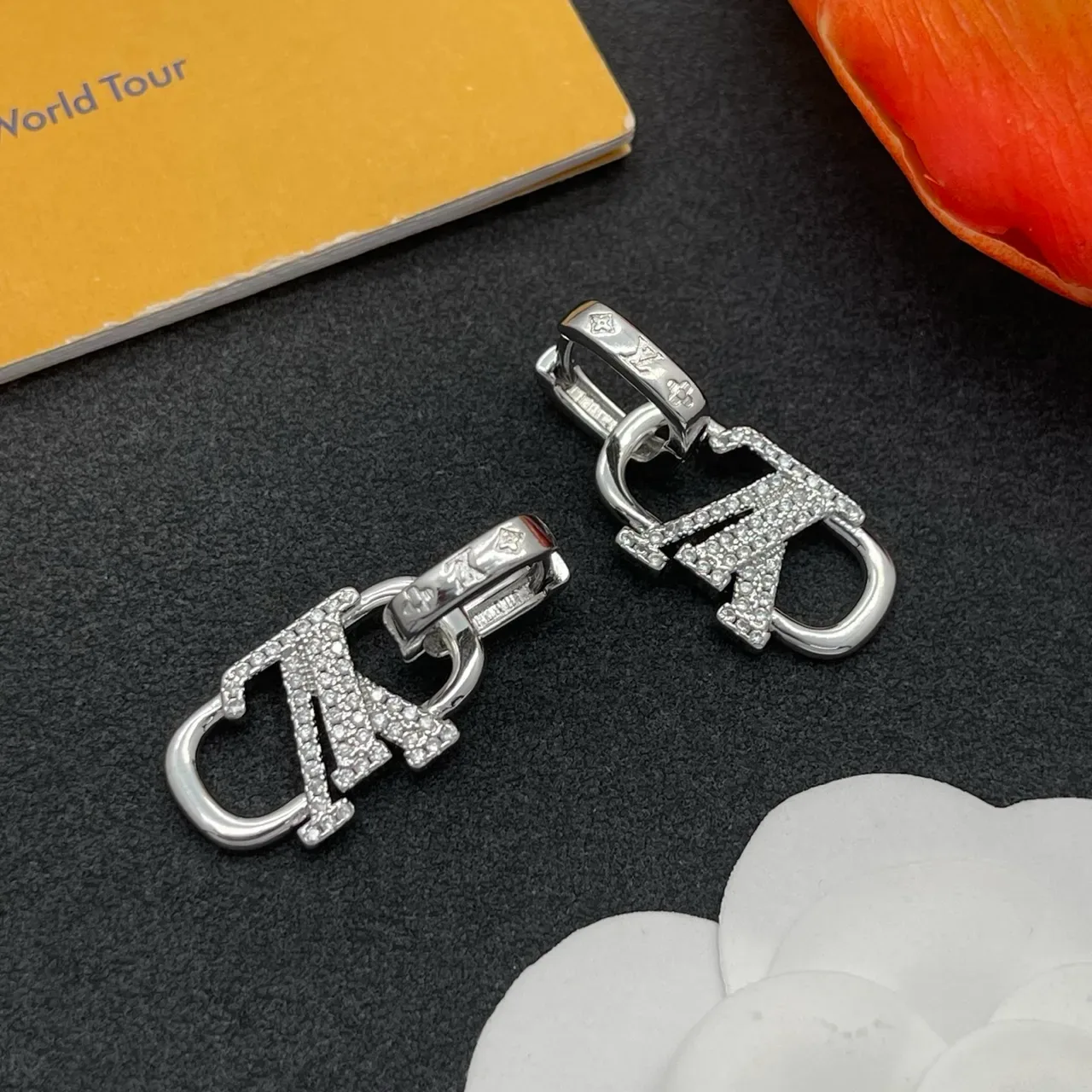 Louis Vuitton Lockme Pavé Monogram Silver-Tone Hoop Earrings 7