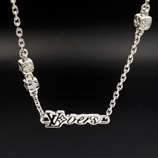 Louis Vuitton LOVERS Monogram Pendant Silver Chain Necklace