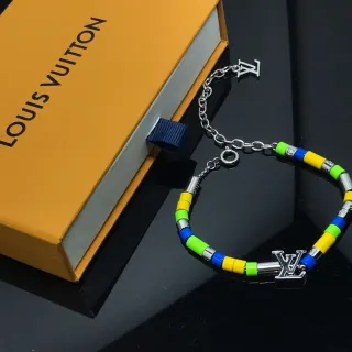 Louis Vuitton LV Pulsera de Charms Multicolor Cilíndrico Tono Plateado Monograma