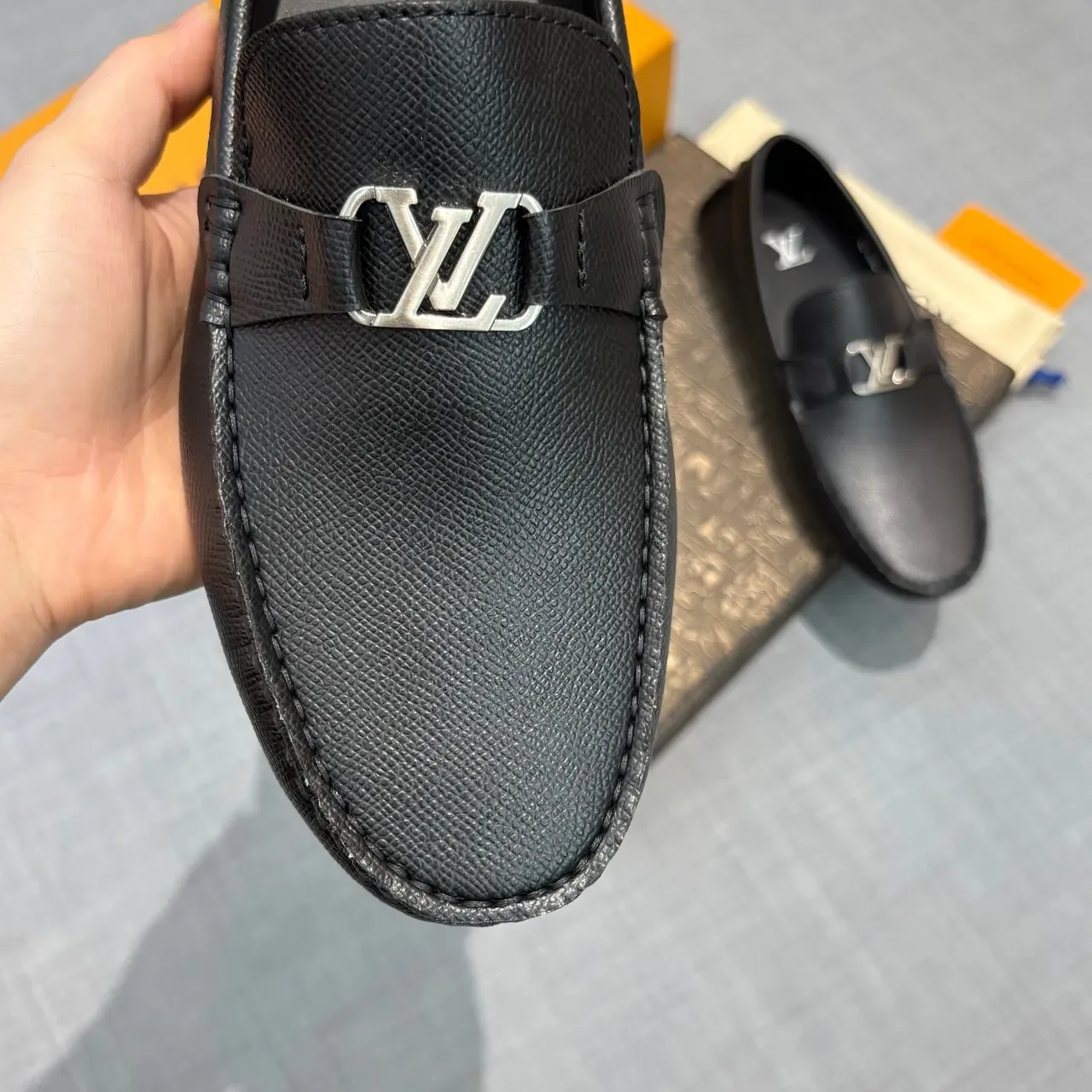 Louis Vuitton LV Buckle Loafer Black Textured Leather Loafers 3