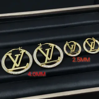 Louis Vuitton LV Circle Hoop Gold Silver Pavé Crystal Earrings