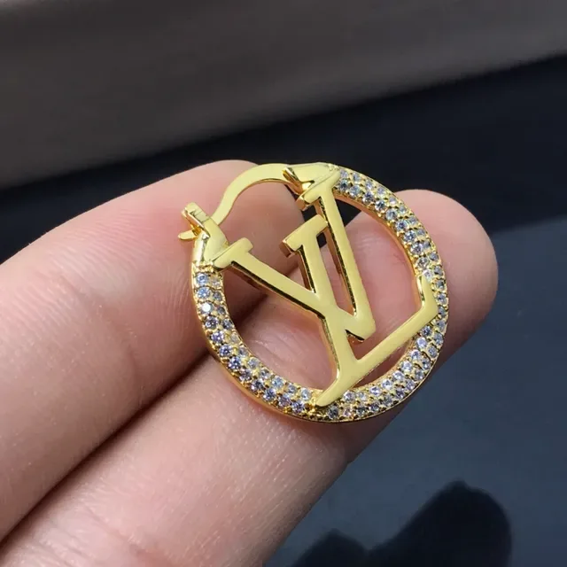 Louis Vuitton LV Circle Hoop Gold Silver Pavé Crystal Earrings 2