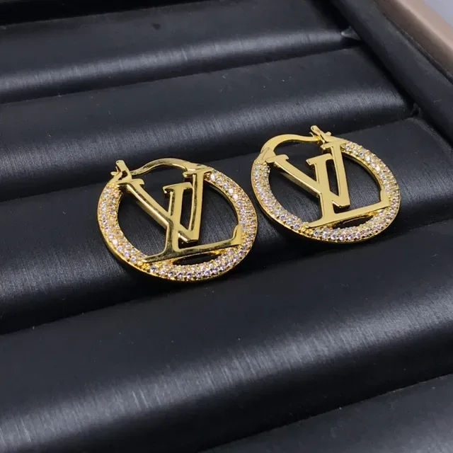 Louis Vuitton LV Circle Hoop Gold Silver Pavé Crystal Earrings 3