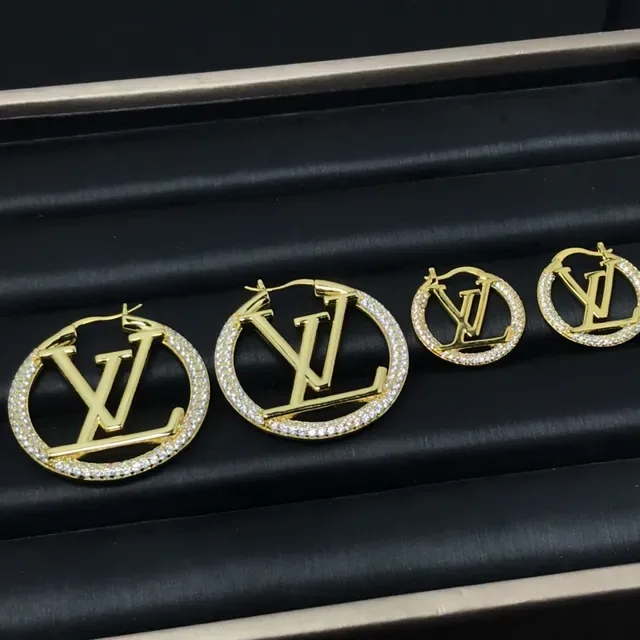 Louis Vuitton LV Circle Hoop Gold Silver Pavé Crystal Earrings 4