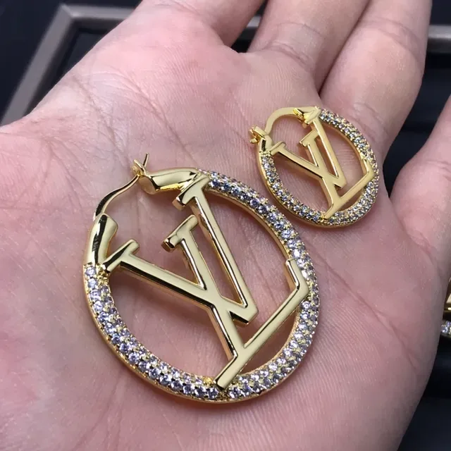 Louis Vuitton LV Circle Hoop Gold Silver Pavé Crystal Earrings 5