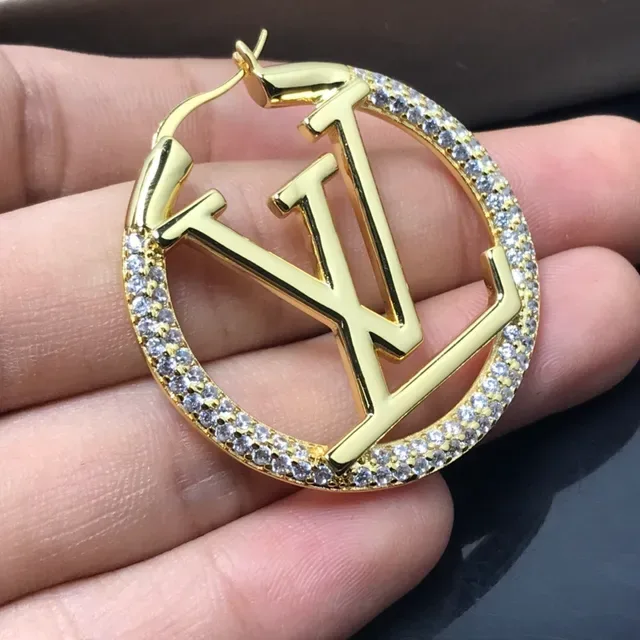 Louis Vuitton LV Circle Hoop Gold Silver Pavé Crystal Earrings 6