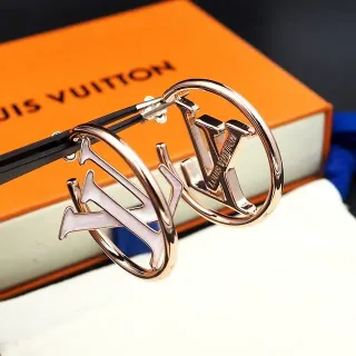 Louis Vuitton LV Circle Hoop Rose Gold Enamel Earrings