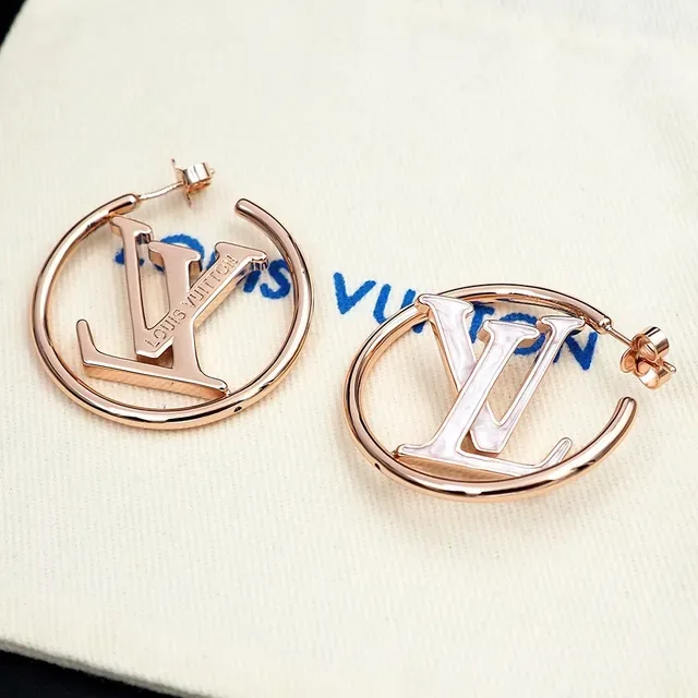 Louis Vuitton LV Circle Hoop Rose Gold Enamel Earrings 5