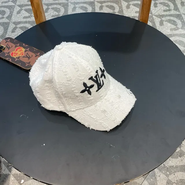 Louis Vuitton LV Flower Distressed White Baseball Cap 4