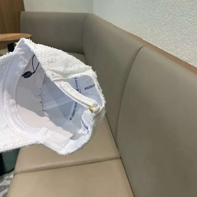 Louis Vuitton LV Flower Distressed White Baseball Cap 9