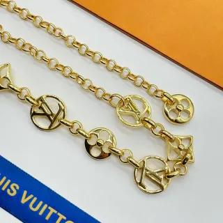 Louis Vuitton LV Flower Gold-Tone Chain Necklace
