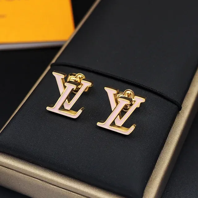 Louis Vuitton LV Iconic Enamel Gold-Tone Pink Stud Earrings 3