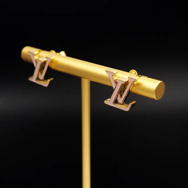 Louis Vuitton LV Iconic Enamel Gold-Tone Pink Stud Earrings 4
