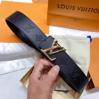 Louis Vuitton LV Initiales কালো চামড়ার বেল্ট