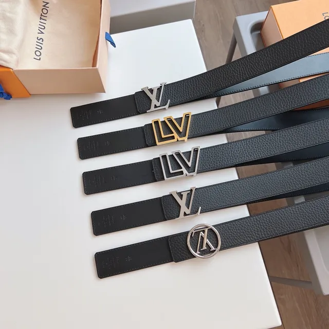 Louis Vuitton LV Initiales Black Pebbled Leather Belt 3