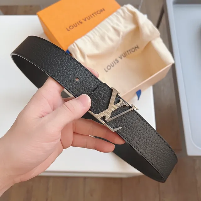 Louis Vuitton LV Initiales Black Pebbled Leather Belt 9
