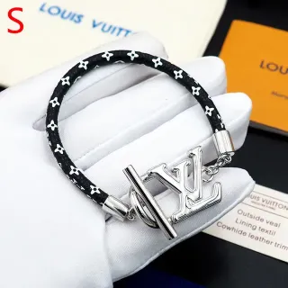 Louis Vuitton LV Initiales Black Silver Braided Monogrammed Cord Logo Clasp Bracelet