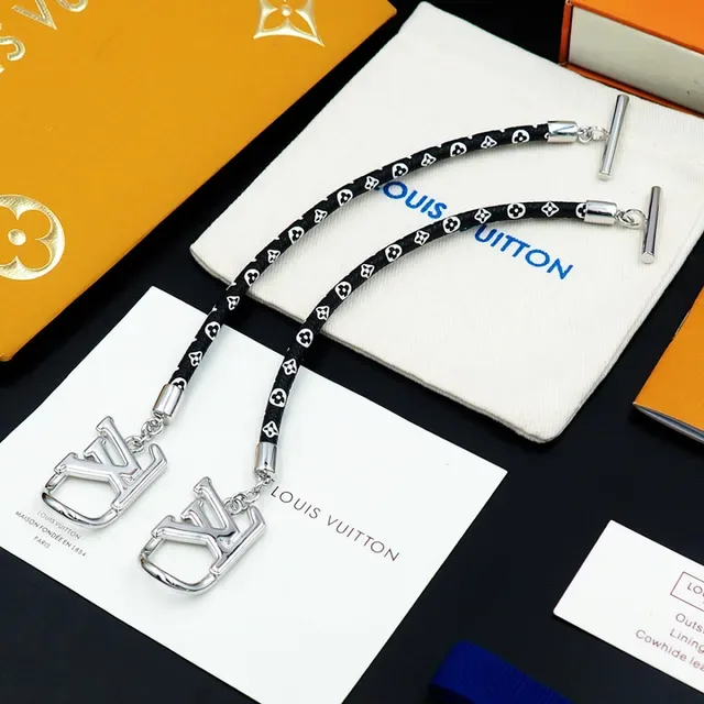 Louis Vuitton LV Initiales Black Silver Braided Monogrammed Cord Logo Clasp Bracelet 3