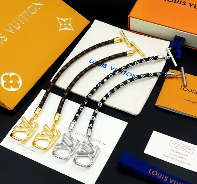Louis Vuitton LV Initiales Black Silver Braided Monogrammed Cord Logo Clasp Bracelet 4