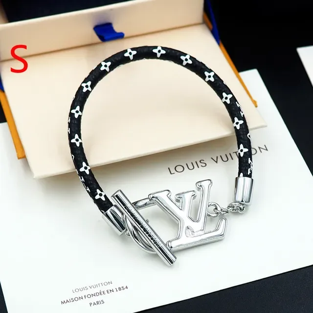 Louis Vuitton LV Initiales Black Silver Braided Monogrammed Cord Logo Clasp Bracelet 5
