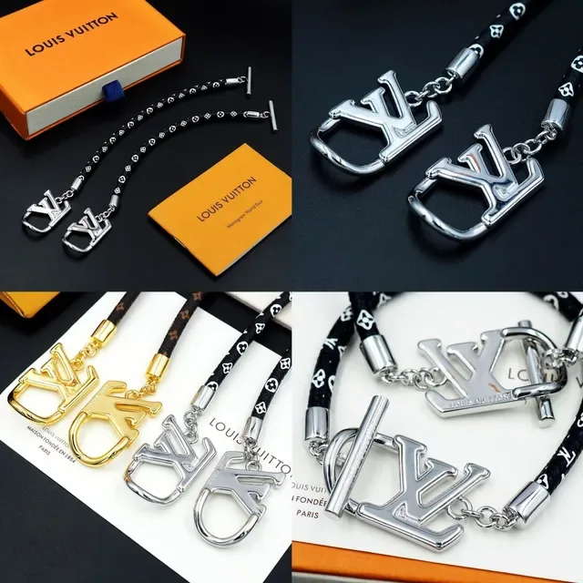 Louis Vuitton LV Initiales Black Silver Braided Monogrammed Cord Logo Clasp Bracelet 11