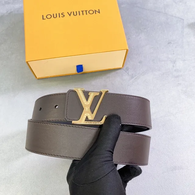 Louis Vuitton LV Initiales Brown Gold Interlocking Buckle Smooth Leather Belt 2