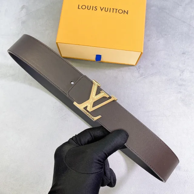 Louis Vuitton LV Initiales Brown Gold Interlocking Buckle Smooth Leather Belt 5