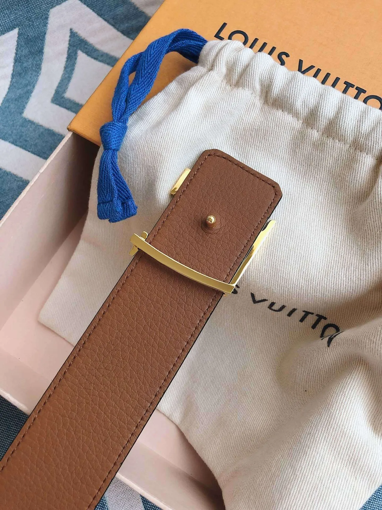 Louis Vuitton LV Initiales Navy Pebbled Leather Belt 5