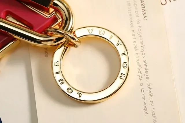 Louis Vuitton LV Logo Red Navy Enamel-Filled Monogram Gold-Tone Metal Bracelet 5
