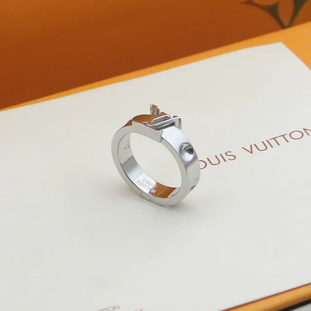 Louis Vuitton LV Ring Gold Silver Monogram-Top Polished Metal Ring 2