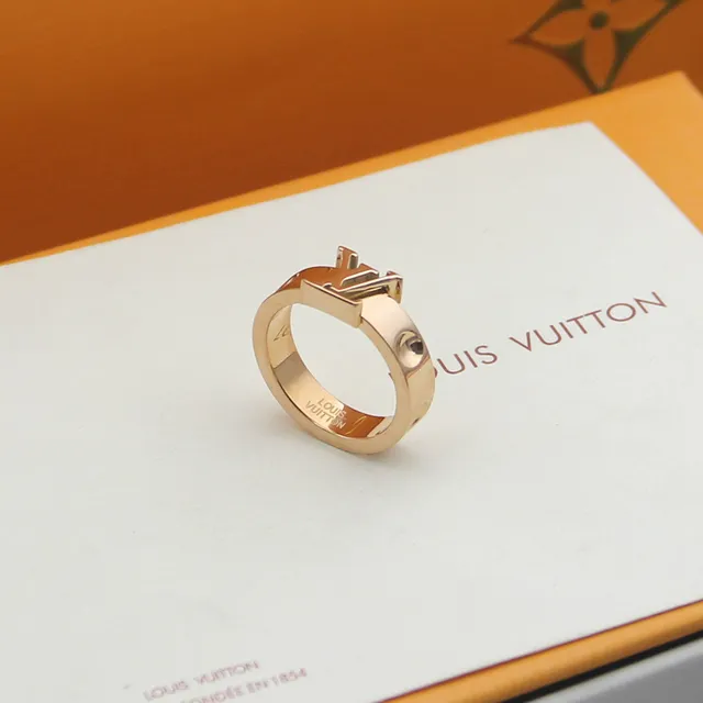 Louis Vuitton LV Ring Gold Silver Monogram-Top Polished Metal Ring 3