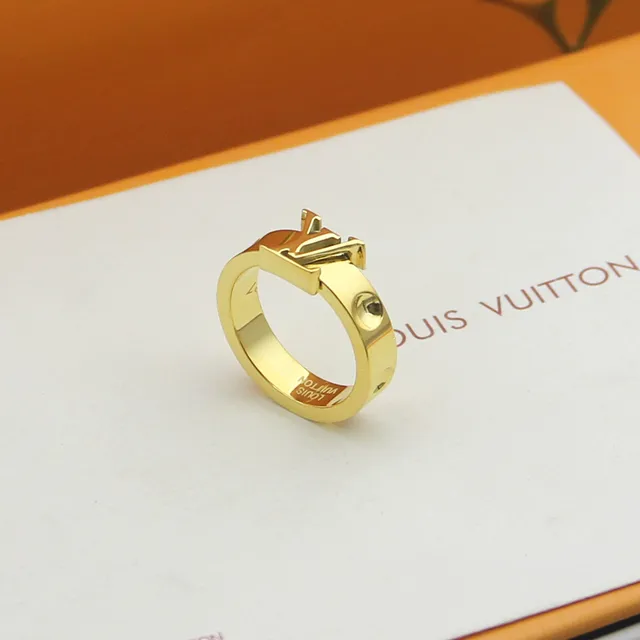 Louis Vuitton LV Ring Gold Silver Monogram-Top Polished Metal Ring 4
