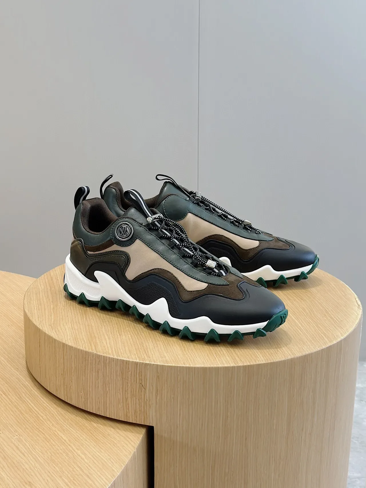 Louis Vuitton LV Trail Multi-Panel Black Beige Green Chunky Sneakers 3