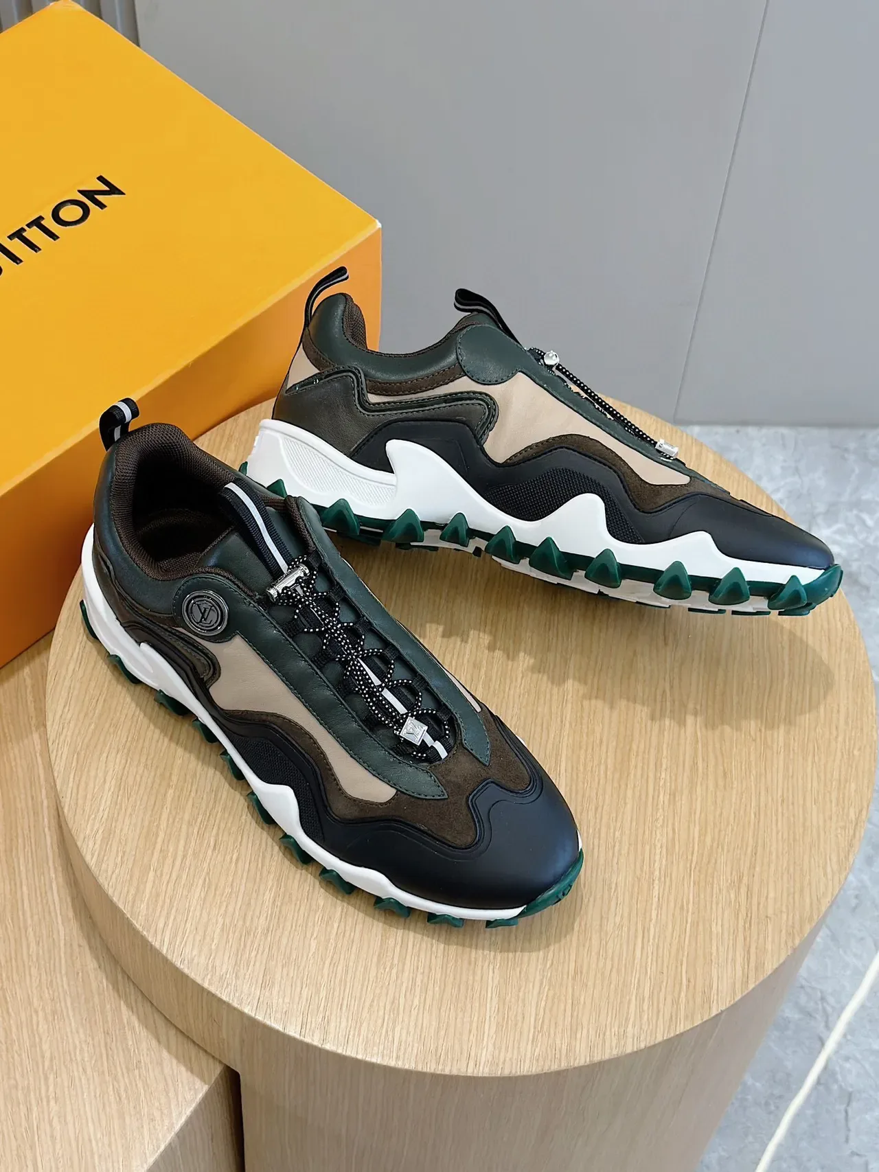 Louis Vuitton LV Trail Multi-Panel Black Beige Green Chunky Sneakers 7
