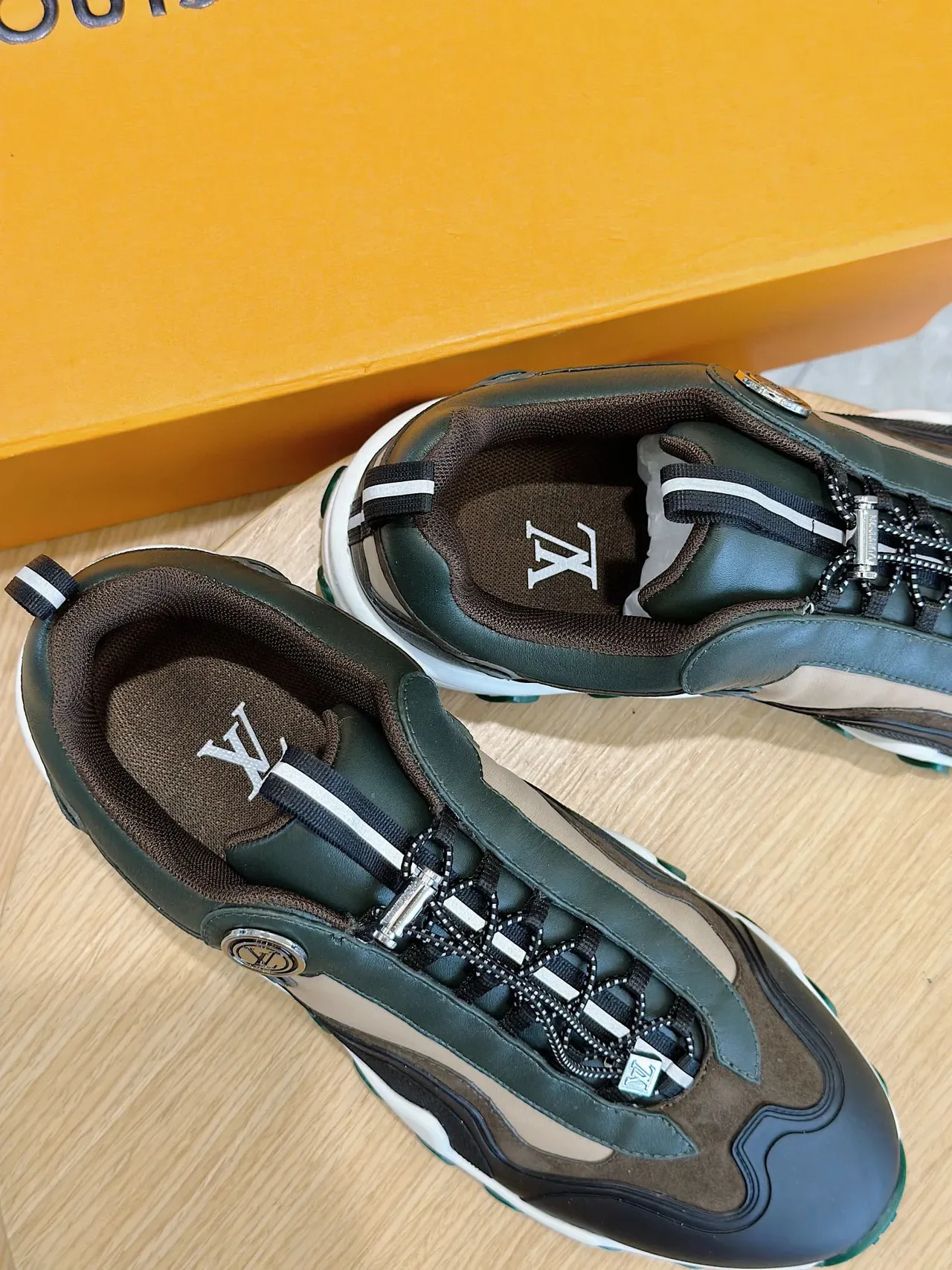 Louis Vuitton LV Trail Multi-Panel Black Beige Green Chunky Sneakers 8