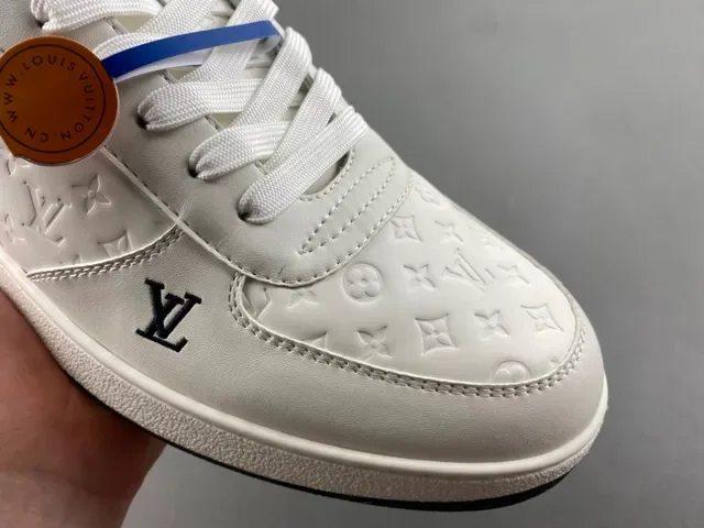 Louis Vuitton LV Trainer Beige Black Embossed Monogram Leather Low-Top Lace-Up Lifestyle Sneakers 2