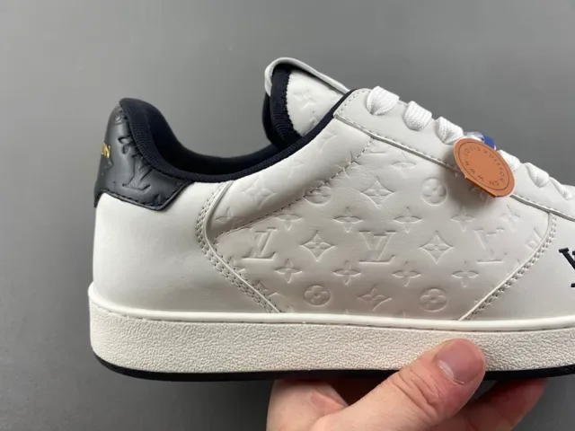 Louis Vuitton LV Trainer Beige Black Embossed Monogram Leather Low-Top Lace-Up Lifestyle Sneakers 3