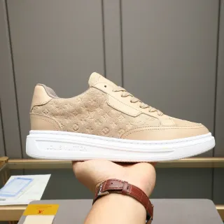 Louis Vuitton LV Trainer Zapatillas Lifestyle Beige Blanco Monograma Ante Piel Lisa Superposiciones
