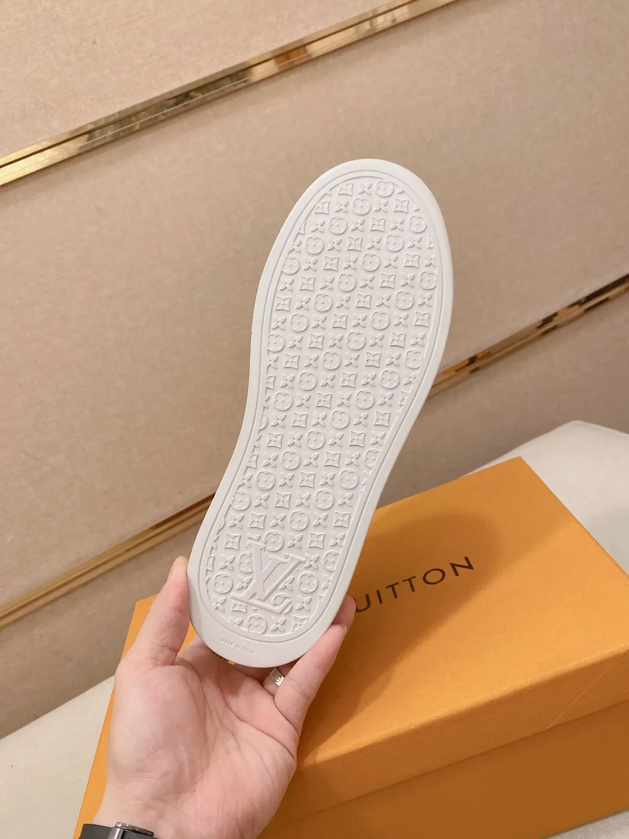 Louis Vuitton LV Trainer Beige White Suede Upper Embossed Monogram Lifestyle Sneakers 2