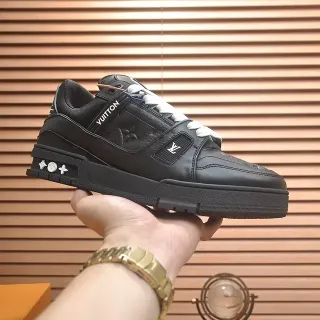 Louis Vuitton LV Trainer Black White Chunky Platform Sole Leather Upper Lifestyle Sneakers