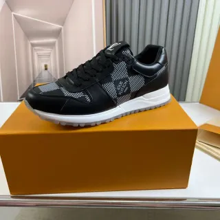 लুই ভিটন LV Trainer কালো সাদা চামড়া এবং টেকনিক্যাল উইভ আপার চাঙ্কি মিডসোল লাইফস্টাইল স্নিকার