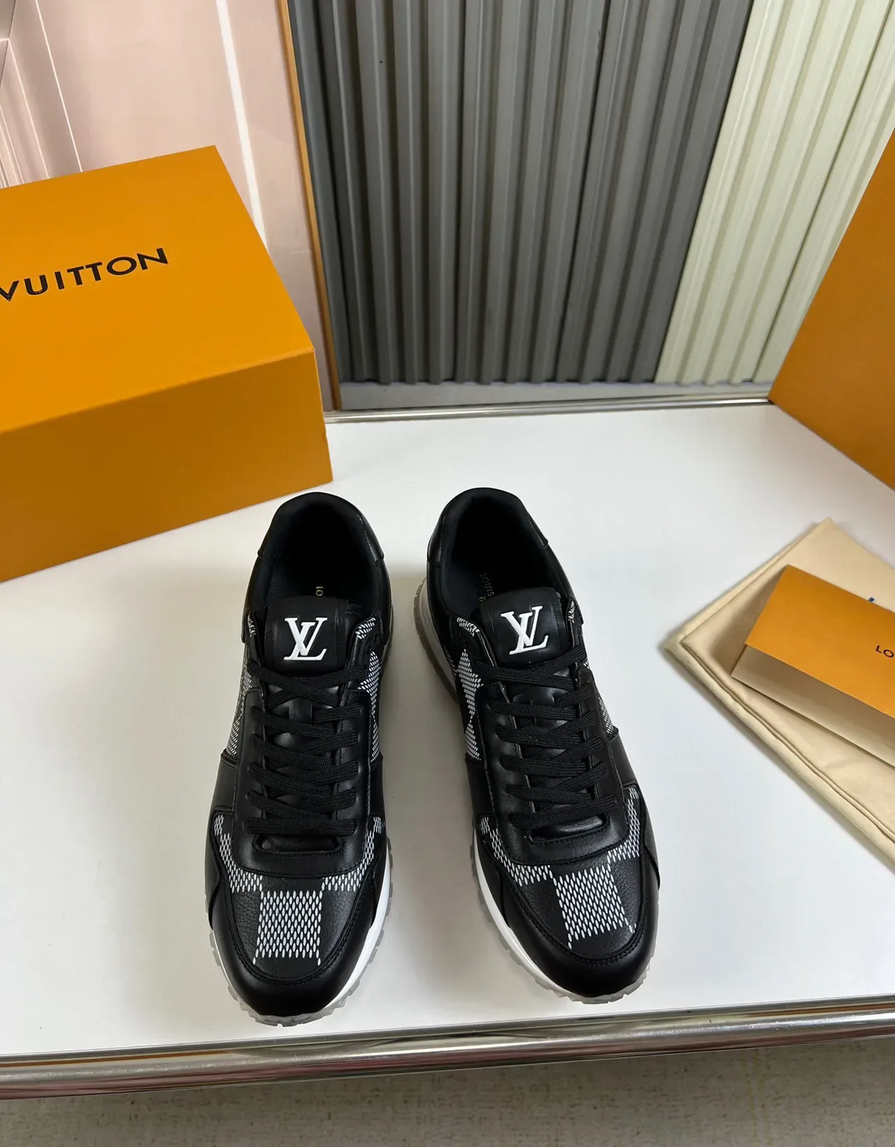 Louis Vuitton LV Trainer Black White Leather And Technical Weave Upper Chunky Midsole Lifestyle Sneakers 8