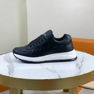 Louis Vuitton LV Trainer Black White Monogram-Embossed Leather Chunky Midsole Lifestyle Sneakers