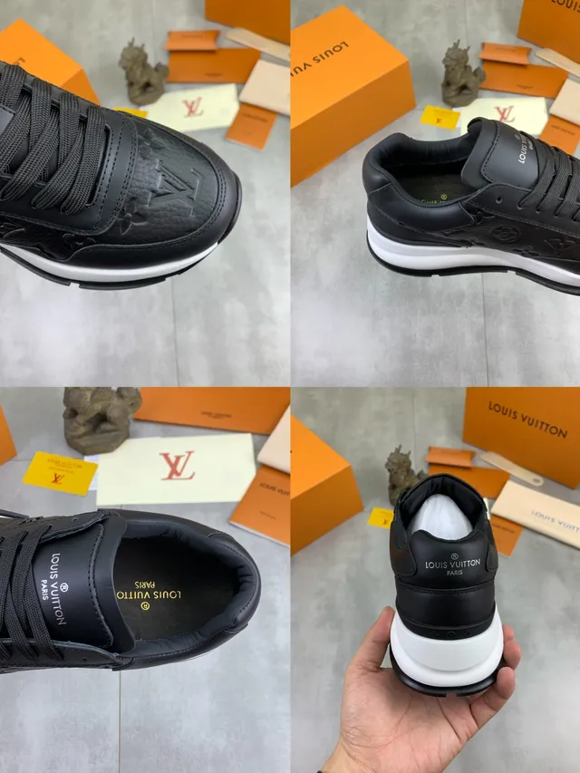Louis Vuitton LV Trainer Black White Monogram-Embossed Leather Chunky Midsole Lifestyle Sneakers 2