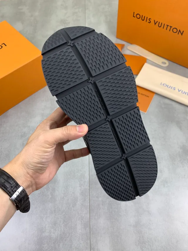 Louis Vuitton LV Trainer Black White Monogram-Embossed Leather Chunky Midsole Lifestyle Sneakers 3
