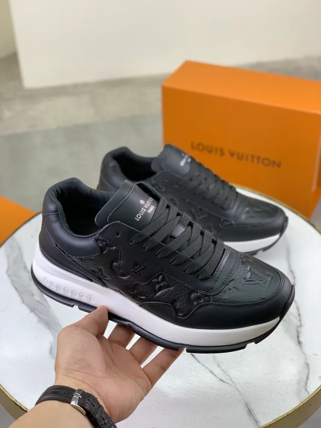 Louis Vuitton LV Trainer Black White Monogram-Embossed Leather Chunky Midsole Lifestyle Sneakers 5