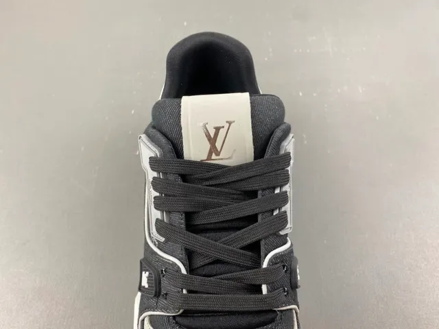 Louis Vuitton LV Trainer Black White Monogram-Print Denim Upper Sculpted Midsole Lifestyle Sneakers 6