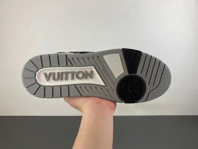 Louis Vuitton LV Trainer Black White Monogram-Print Denim Upper Sculpted Midsole Lifestyle Sneakers 9